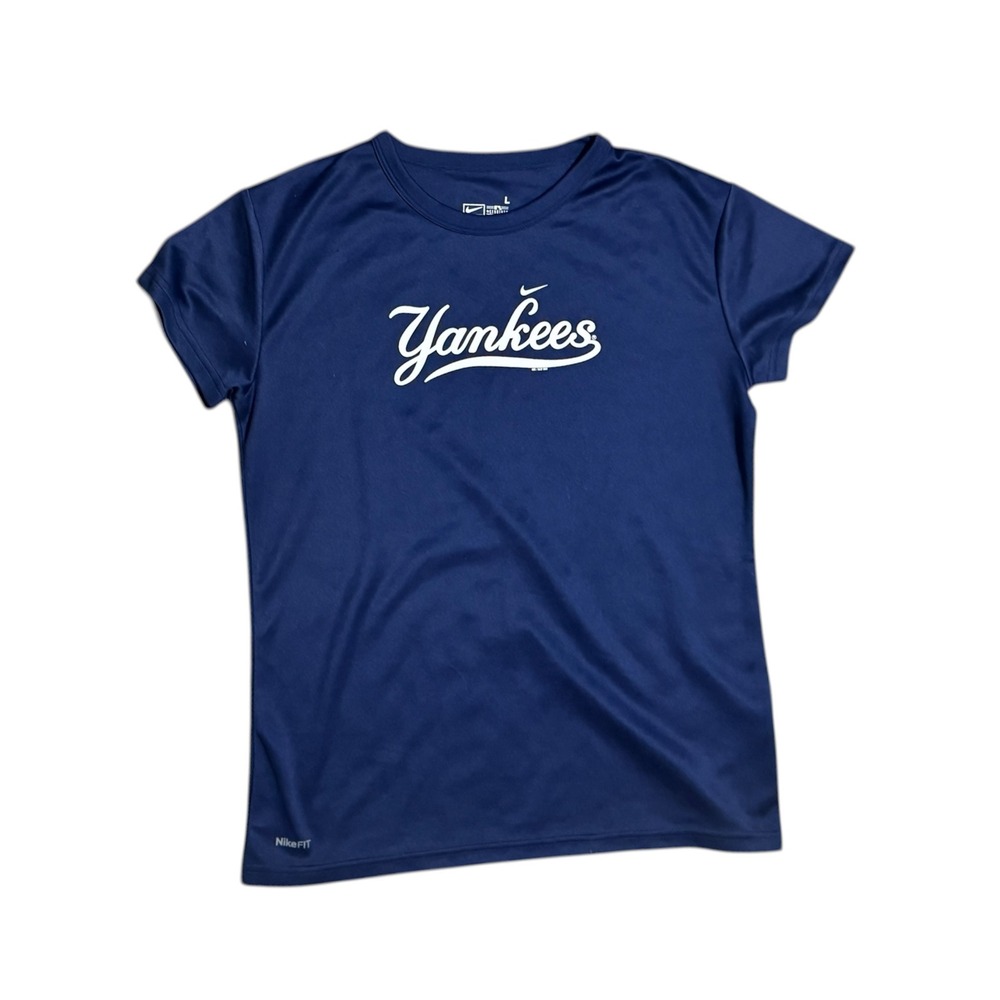 Nike FIT New York Yankees Navy Blue Performance T-Shirt Graphic tee sz L MLB